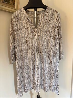Lightweight Printed Tunic Top Dress  Size L Hippy Boho Oversized Fairtrade